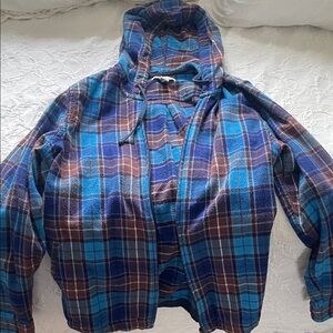 L.L. Bean Relaxed Fit Plaid Jacket in Blue and Brown